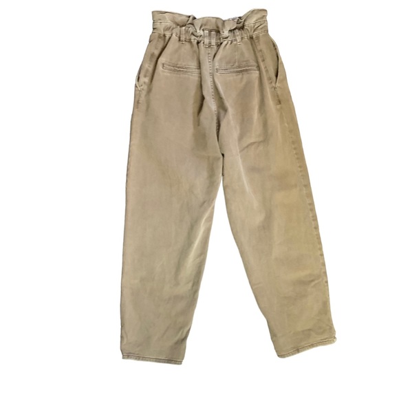 ZARA Baggy Brown Paperbag High Waisted Jeans Pants Size 6 - Picture 3 of 5